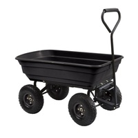 4 Roues 300kg 125L Grand Plateau en Plastique Remorque Utilitaire Hand Truck Mesh Metal Crate Trolley Tool Cart Dump Lawn Wagon OEM