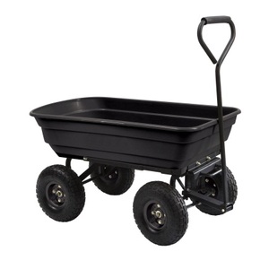4 바퀴 300kg 125L 대형 플라스틱 트레이 유틸리티 트레일러 핸드 트럭 메쉬 금속 상자 트롤리 도구 카트 덤프 잔디 왜건 OEM - Product Image 3