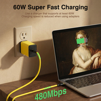 Câble USB C vers C 60W PD 3A en silicone liquide doux au toucher, synchronisation des données à charge rapide 480 Mbps pour iPhone Samsung MacBook iPad