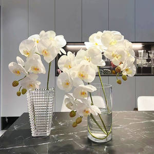 Orchidées blanches, 9 tiges <span class=keywords><strong>d</strong></span>'orchidées, fleurs artificielles, toucher réel, latex, branches <span class=keywords><strong>d</strong></span>'orchidées Phalaenopsis artificielles pour la <span class=keywords><strong>d</strong></span>écoration de table - Product Image 1