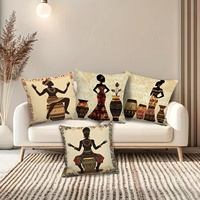 Housse de coussin ethnique africaine Kongyu Home Textiles, lot de 4, silhouettes de femmes, style bohème vintage, décoration intérieure