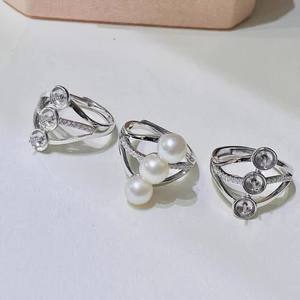 WENCHI 11725 10691DIY Accesorios de Perlas, Anillo de Plata S925 con Base Vacía, Joyería Moderna y a la Moda con Perlas Redondas de 9-12 mm - Product Image 3