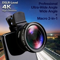 Objectif de téléphone 2-en-1 0,45X Super Grand Angle et 12,5X Macro, qualité DSLR 4K HD, universel à clipser pour appareil photo mobile, idéal pour la photographie de voyage