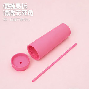 Shang Kou Ai Frosted 16oz Straw <b>Cup</b> Double-Walled <b>Plastic</b> Bpa Free For Students Back To School - Product Image 3