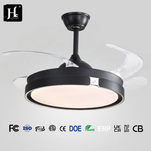 Ventilateur de plafond silencieux à pales rétractables invisibles de 48 pouces avec lumières, design moderne, lampe de plafond ronde pour salon - Product Image 3