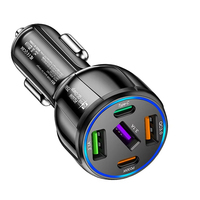 Pengisi Daya Mobil Listrik 5 in 1 75W QC3.0 USB Type-C PD Pengisian Cepat Perlindungan OTP/OVP Tahan Api Logo Kustom Laptop Ponsel Kamera