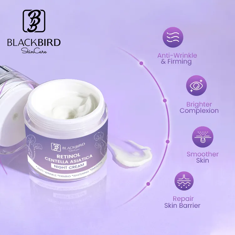 Private Label Organic Natural Retinol Centella Asiatica Night Cream Skincare Relieving Repairing Moisturizing Facial Cream