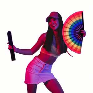 Large European Style Flower Velvet Folding Hand Fan Bag Drawstring 14.57x2.76 Black Fabric Sleeve Protector <b>Gift</b> <b>Wrap</b> Bags - Product Image 3