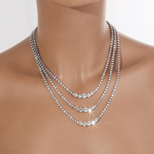 מכירה חמה שרשרת שרשרת גליליות טרנדית שרשרת גליליות טרנדית 3 שכבות קריסטל סגסוגת אבץ זירקון - Product Image 3