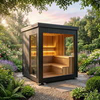Ruang Sauna Luar Ruangan Modern Triunity Sauna dengan Jendela Kaca Panoramic untuk 2-4 Orang