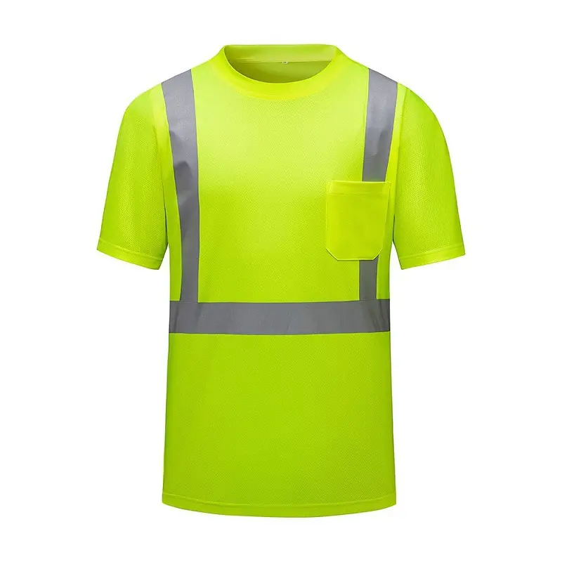 Wholesale Neon Green Orange Reflective Safety Shirts Sustainable Quick Dry Golf Shirt Safe Clothing