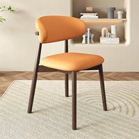 Chaises de salle à manger minimalistes et luxueuses avec dossier en bois de caoutchouc, revêtement en cuir PU, empilables, écologiques, pour la maison, les bureaux, les hôtels