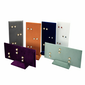 Nuovo Arrivo Espositore per Gioielli in Velluto Morbido con 40 Fori, Supporto per Orecchini <span class=keywords><strong>Rosa</strong></span>, Viola, Grigio - Product Image 2