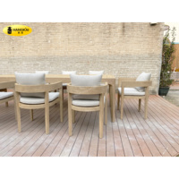 Juego de Mesa y Sillas de Comedor Rústicas de Madera de Teca de Fábrica para Exterior/Patio/Jardín/Villa