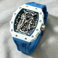 Hochwertige Tourbillon-Design Sportliche Mechanische Uhr für Herren mit 19mm Keramikband und 50m Wasserdichtigkeit