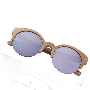 Occhiali da <span class=keywords><strong>Sole</strong></span> in Bambù Semi-Rimless Trendy 2025 Unisex Stile Cat Eye con Protezione UV400 - Product Image 2