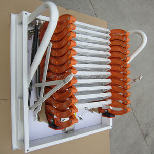 <span class=keywords><strong>Escalier</strong></span> de grenier moderne pliable, échelle télescopique à système de traction, 10 marches, capacité de charge 300 kg, hauteur extensible 10 pieds, extérieur - Product Image 4