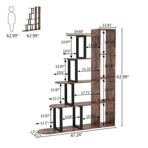 Bibliothèque de style américain Bibliothèque en bois Bibliothèque Design Étagère à livres Rack Angle Acier Ancient Antique Bibliothèques avec échelle - Product Image 2