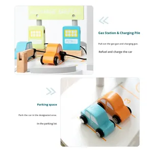 Enfants semblant Parking Double pont Simulation transport Station-service véhicule en <span class=keywords><strong>bois</strong></span> jouet voiture <span class=keywords><strong>Garage</strong></span> pour enfants garçons filles - Product Image 4