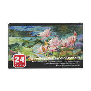 Plusieurs styles disponibles Pigments de haute qualité Lisse Laydown Mélange facile 24 couleurs Soluble à l'eau Set de crayons sans bois pour l'art - Product Image 2