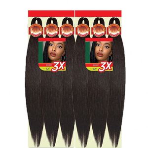 Venta al por Mayor de Cabello Sintético Yaki Trenzado con Efecto Ombré Preestirado, <span class=keywords><strong>Trenzas</strong></span> Fáciles de Usar, Cabello Trenzado Preestirado con Extremos en Capas 3X - Product Image 1