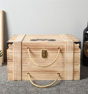 Boîte à <span class=keywords><strong>vin</strong></span> portable en <span class=keywords><strong>bois</strong></span> peint réutilisable pour 6 bouteilles avec poignée en corde, boîte de transport et d'exposition - Product Image 2