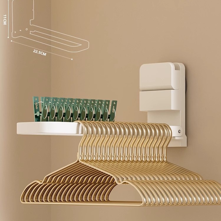 Percha plegable con ventosa, elegante color blanco, paquete individual.