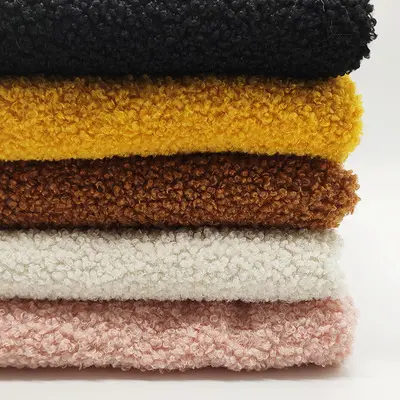 100% Polyester Solid Color Plain Circle Yarn Knitted Terry Polar Fleece Teddy Velvet Fabric For Garment