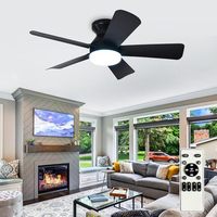 Ventilateur de plafond LED moderne à conversion de fréquence silencieuse avec 5 pales, télécommande et variateur d'intensité pour salon - Vente en gros usine