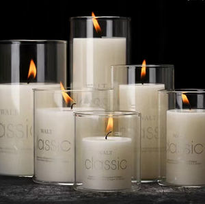 Tarros para velas de vidrio natural con tapa y caja Linternas elegantemente empaquetadas Portavelas Tamaños personalizados disponibles para uso en bodas - Product Image 3