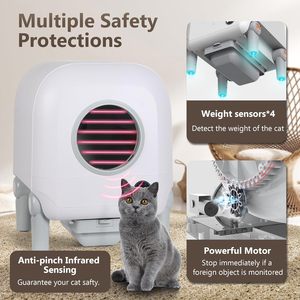Automatic <b>Cat</b> Toilet APP Control Electric Smart <b>Litter</b> Box Large Capacity 72L Self Cleaning Green ABS Material - Product Image 4