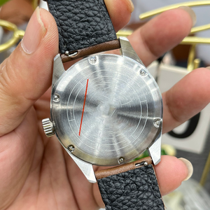 Montre mécanique pour homme en acier inoxydable avec lunette verte, cadran noir, bracelet en cuir, affichage de la date, analogique sportive, 40 mm - Product Image 5