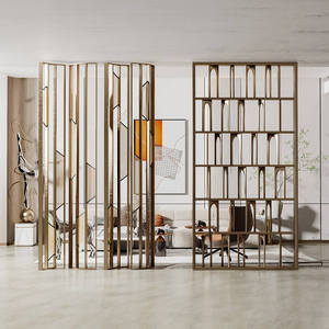 Cloison de séparation commerciale personnalisée en acier inoxydable, grille ajourée sculptée moderne, mobilier d'hôtel pour salle à manger/salon - Product Image 3