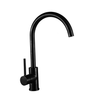Keran Wastafel Dapur Satu Lubang Warna Hitam Doff Bahan Stainless Steel SS 304 Desain Modern Terpasang di Dek Keran Air Panas dan Dingin ZY-K101B