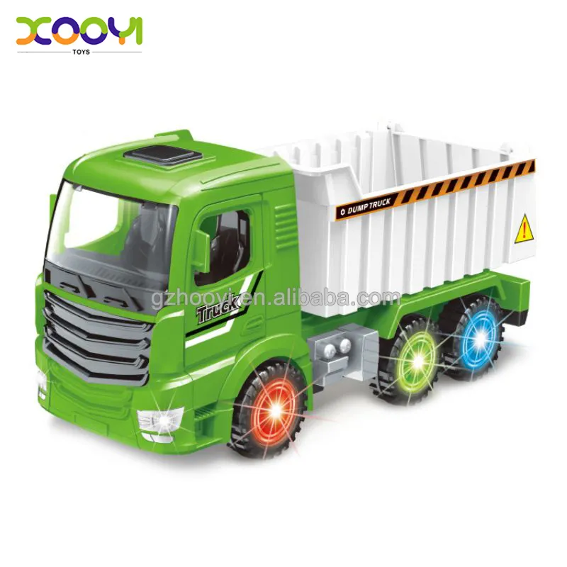 Sıcak satış basit yeşil damperli kamyonlar ses ışığı evrensel yumru ve gitmek oyuncak bebekler için