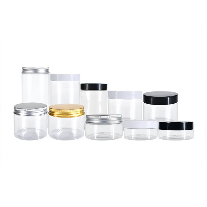 Round Empty 50/60/80/100/120/150/180/200/250/300/350/400/500 ml Cream Clear Plastic PET Jar