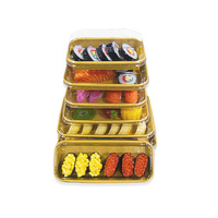 Récipient alimentaire jetable en papier kraft de qualité alimentaire recyclable plateau à sushi en papier pour restaurant