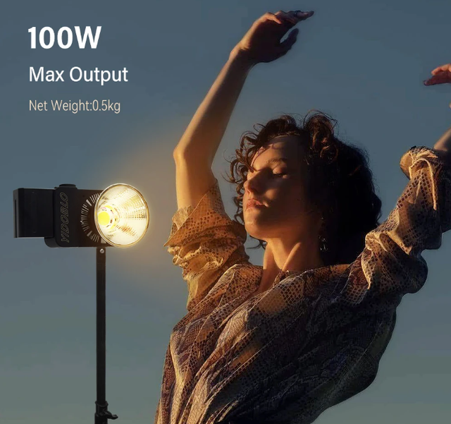 ZC-100 BI 100W Video COB LED Light Photography Lighting APP Control Pocket Light+Adapter for Outdoor Photo/Video Shooting