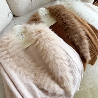 26 Nouveaux Manteaux Cardigan en Laine Tricotée pour Femme, Élégants et Tendance, avec Grand Col en Véritable Fourrure de Renard, Chauds, Style Streetwear, Coupe Ample, Collection Automne