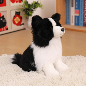 Peluche Border Collie réaliste, chien à poils longs, figurine en peluche, simulation de chien en position debout et allongée, décoration de bureau - Product Image 3