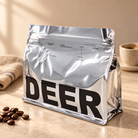 Sachets imprimés à soufflets latéraux avec fermeture éclair refermable, sacs à café personnalisés pour l'emballage de 1 kg de grains de café pour la vente au détail
