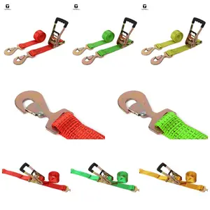Customized Flat Snap Strap Heavy Duty 2 Inch Car Ratchet Tie Down Straps With Flat Snap Hook For Trailer Strap Swivel Snap Hook