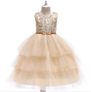 HYM56 летнее платье для маленьких девочек, рождественские золотая нить вышивка элегантное праздничное платье; Платья для маскарада, торжественные платья для девочек платье принцессы с юбкой-пачкой для маленьких девочек