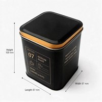 Kaleng Kopi OEM Hitam Emas 87x87x109mm, Wadah Penyimpanan Biji Espresso Persegi Mengkilap dengan Tepi Berlapis Perak untuk Kedai Kopi dan Pabrik Kopi