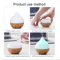 Humidificateur d'air ultrasonique intelligent, diffuseur d'arômes 200 ml, diffuseur d'aromathérapie à grain de bois avec lumière LED pour la maison et le spa