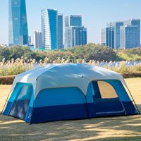 Carpa Familiar Extra Grande para 10-12-14 Personas, 2 Habitaciones, 3 Puertas/Ventanas de Malla, Paredes Rectas de 1500 mm, Impermeable, Doble, para Camping