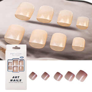Chine Conceptions simples d'été Fake Foot Nail Tips White Glitter Toe Press on Nails Nude clear False Nail Art for Toe Fabricants - Product Image 2