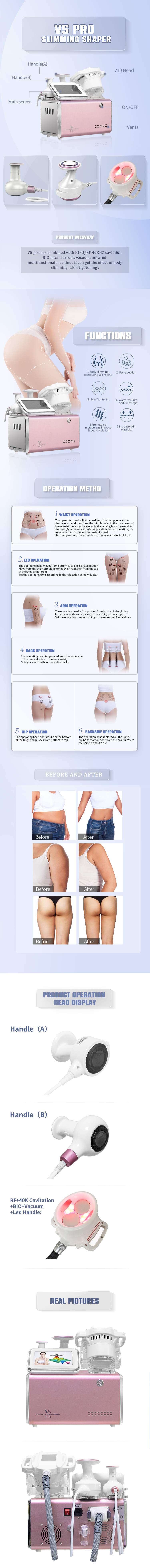 3 Handles Vacuum Cavitation System Weight Loss Machine V5 Pro V10 head Cellulite Removal Ultrashape Slimming  Machine