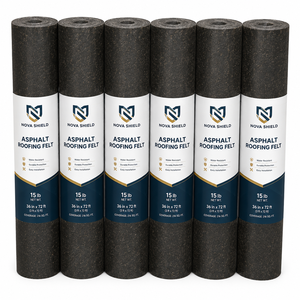 Sous-couche de <span class=keywords><strong>toiture</strong></span> industrielle imperméable en fibres organiques saturées d'asphalte, 15lb/30, haute saturation, résistante aux déchirures, 5 couches - Product Image 1