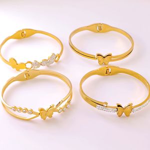 คอลเลกชันกำไลข้อมือสแตนเลสสตีลชุบทอง 18K PVD ประดับผีเสื้อและเพชรซิร์คอน |   ป้องกันการแพ้ ทนทาน และไม่ซีดจาง - Product Image 3